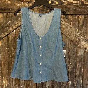 Old Navy Light Blue Button-Front Tank Top